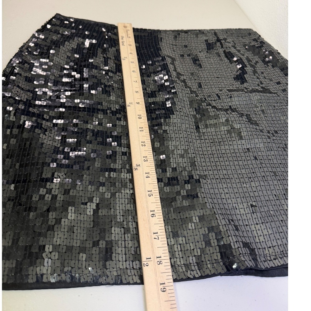 Boston Proper Black Sequin Lined Mini Skirt Party Occasion Festive Dance Size 12 - Picture 11 of 11